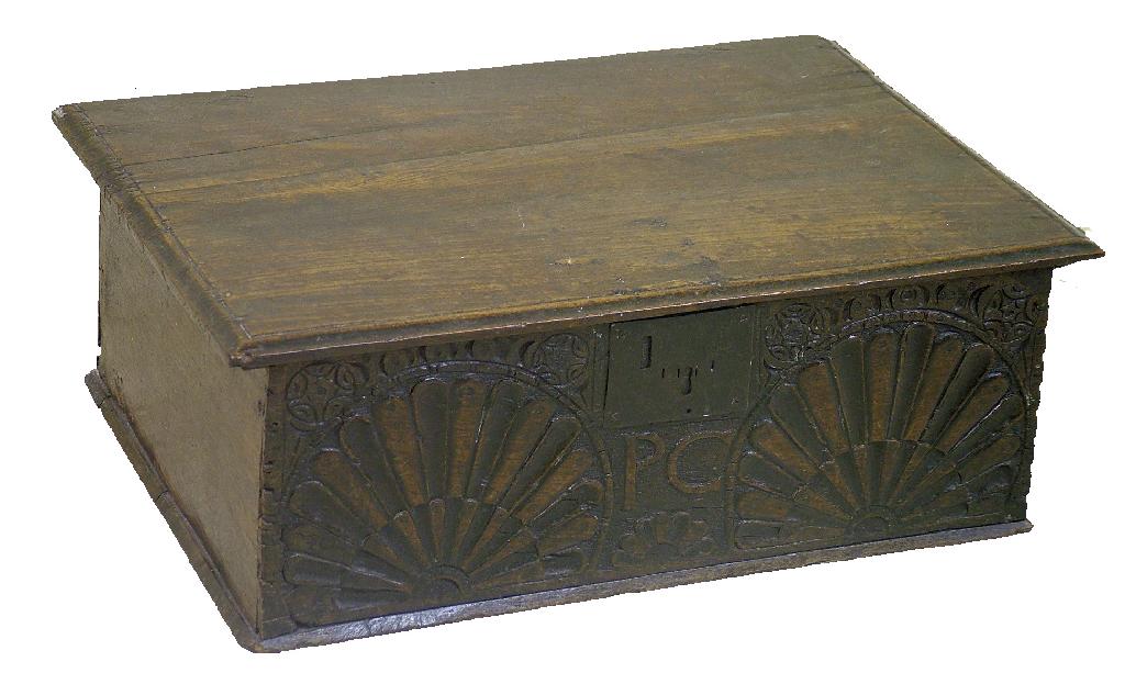 Appraisal: th th century oak Bible box the carved front with