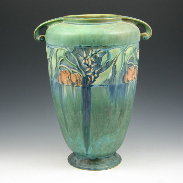 Appraisal: Roseville Baneda - handled vase in blue and green with