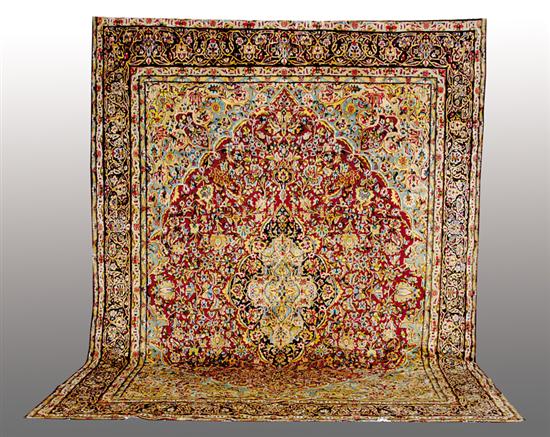 Appraisal: Persian Kerman carpet ' x ' Overall good condition with