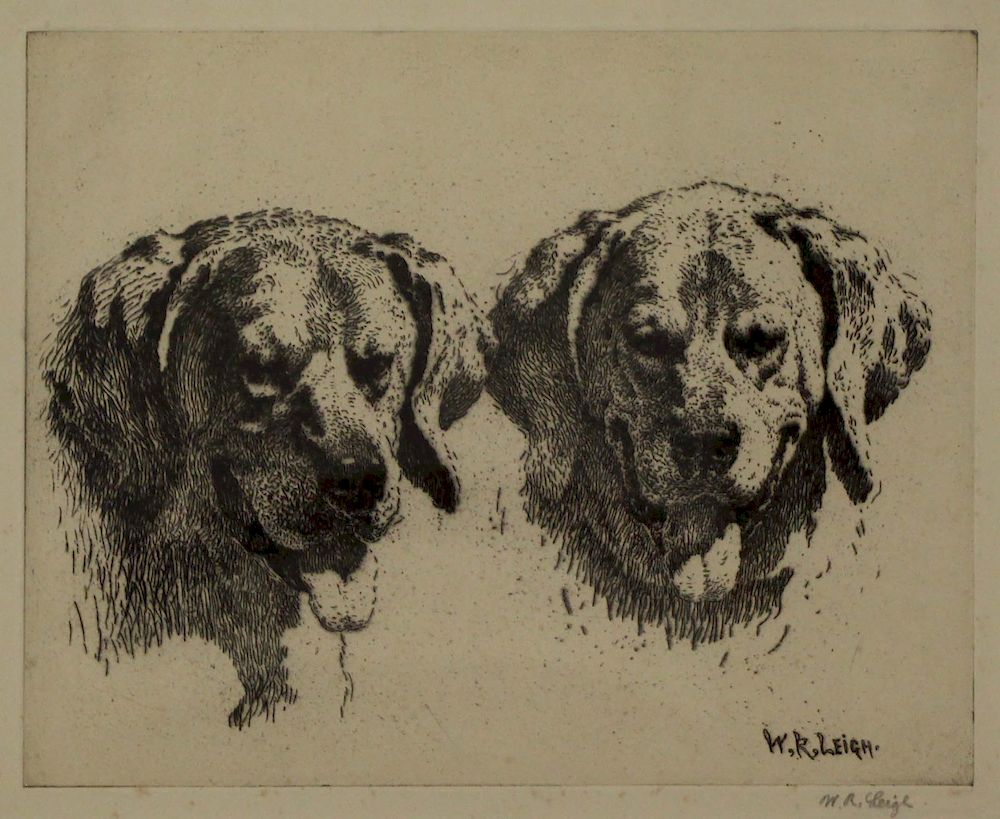 Appraisal: WILLIAM ROBINSON LEIGH AMERICAN - Etching Bear Dogs Signed lower