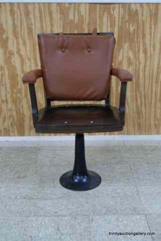 Appraisal: Antique Oak on Iron Pedestal Jury Chair This is an