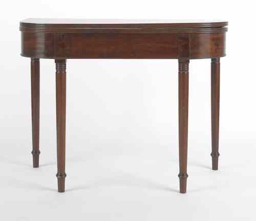 Appraisal: Sheraton mahogany card table ca h w