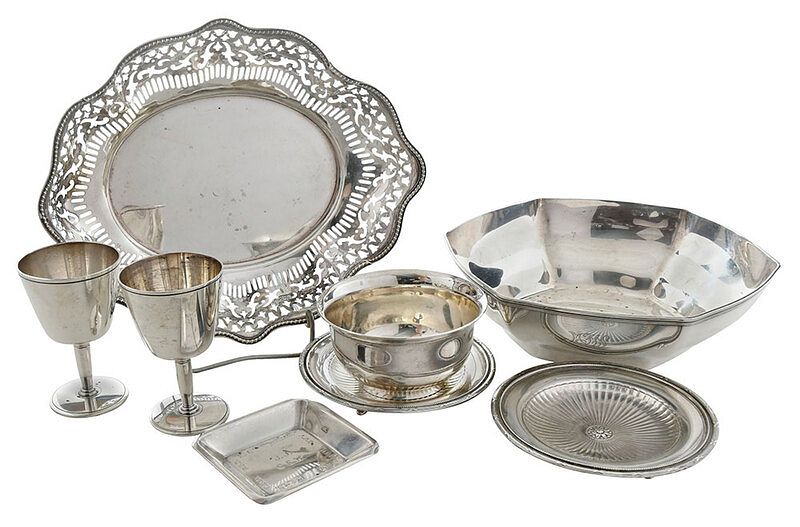 Appraisal: Six Pieces Tiffany Sterling Table Items American th century including