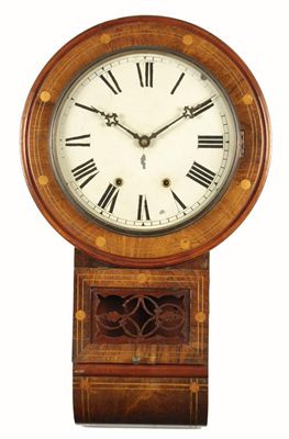 Appraisal: A German rosewood and strung drop dial wall clock striking