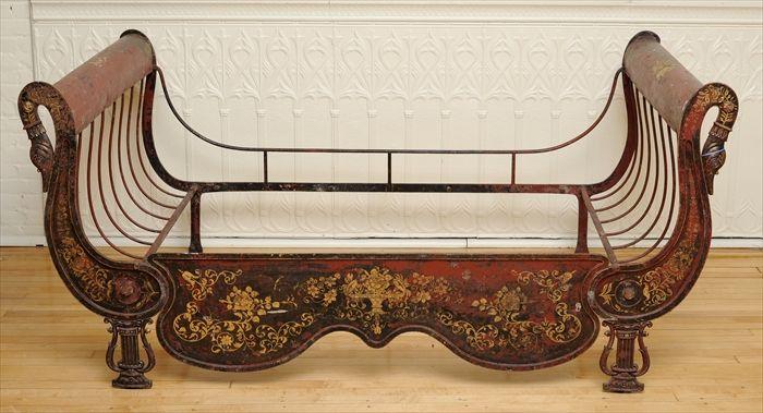 Appraisal: French Painted Cast-Iron Bed x x in