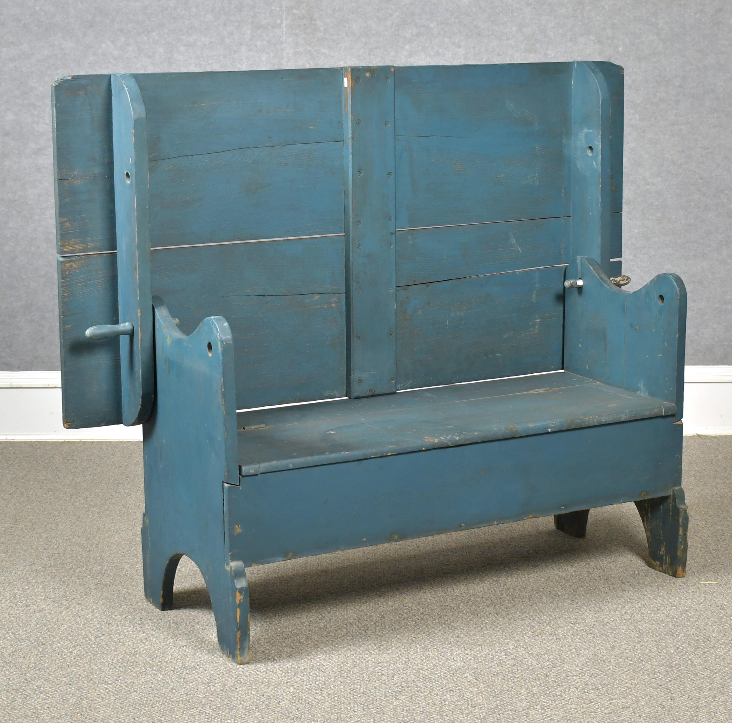 Appraisal: TH C AMERICAN BLUE PAINTED HUTCH TABLE In a vintage