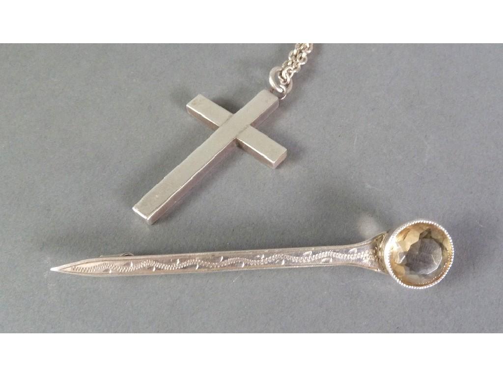 Appraisal: SILVER PLAIN CROSS PENDANT AND THE SILVER CHAIN NECKLACE and