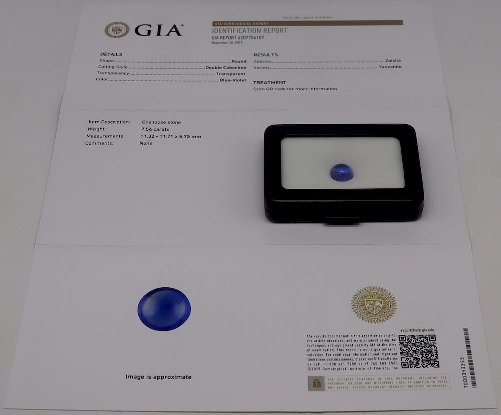 Appraisal: JEWELRY GIA ct Tanzanite Double Cabochon ct loose Tanzanite double