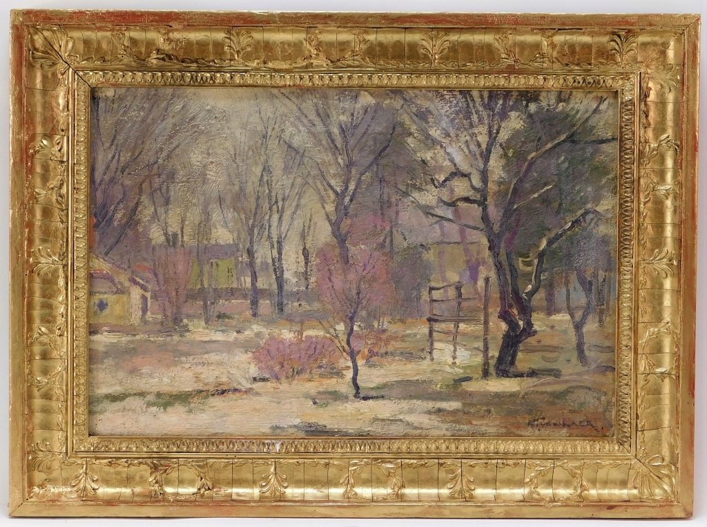 Appraisal: ALEXANDER T VAN LAER IMPRESSIONIST WINTER PAINTING Connecticut New York