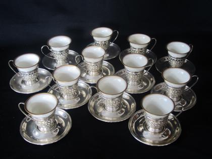 Appraisal: Sterling silver demitasse cup frames and saucersgorham providence ri mid