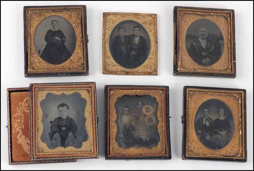 Appraisal: SIX TH CENTURY TIN TYPES Including one tin type depicting