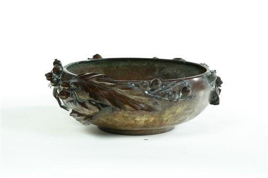 Appraisal: TWO ITEMS Early th century Bronze bowl with naturalistic leaves