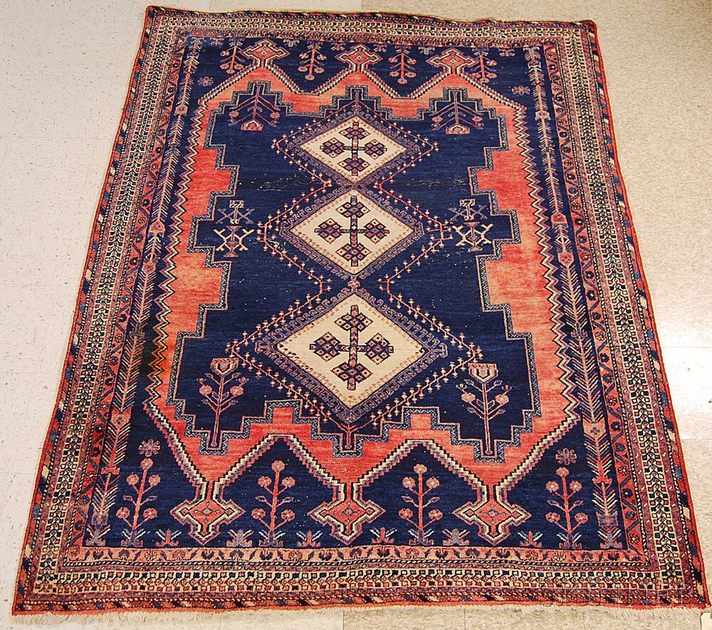 Appraisal: Afshar Rug South Persia mid- th century minor soiling reweave