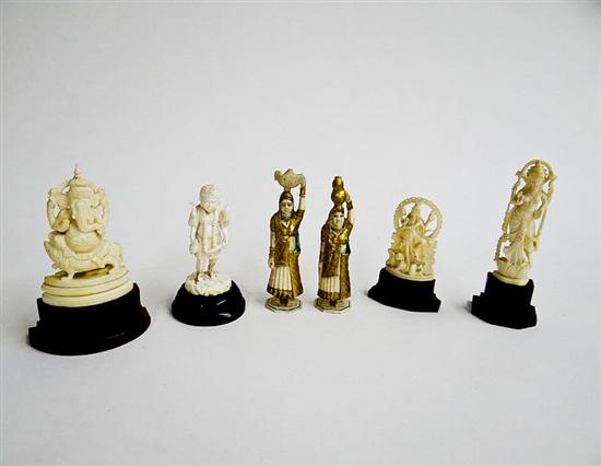 Appraisal: SIX IVORY CARVINGS Asian st half- th century Two women