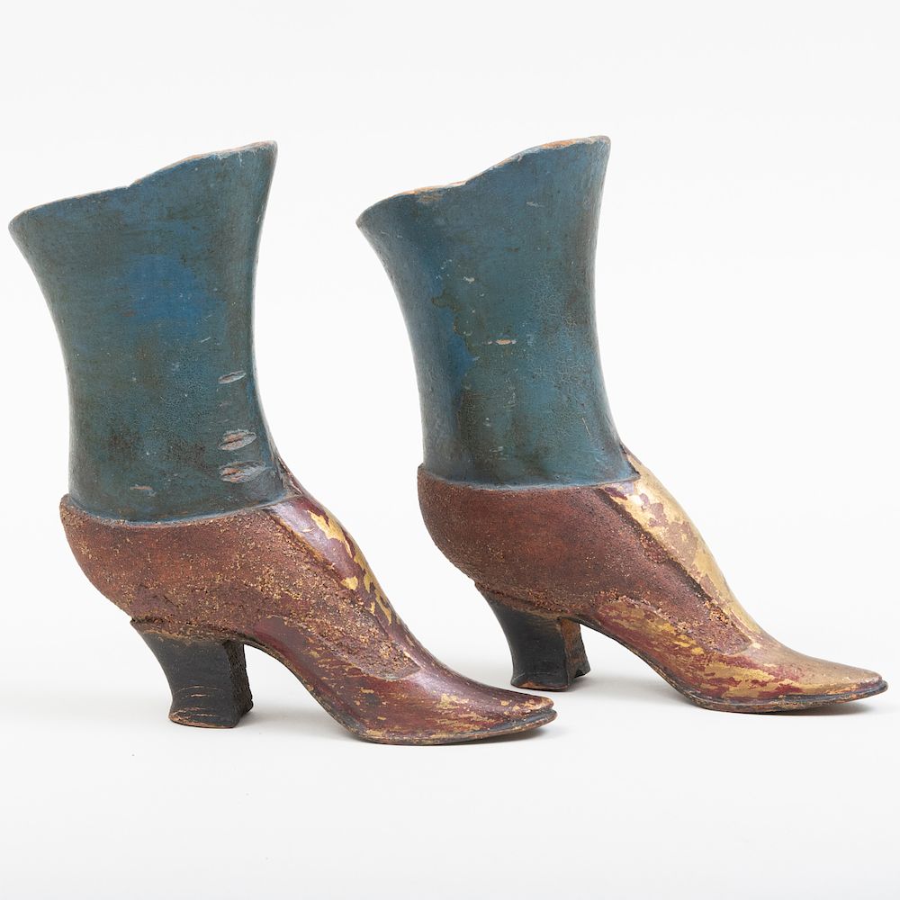 Appraisal: Pair of Painted Wood Mannequin Feet x x in Condition