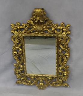 Appraisal: Antique Carved Giltwood Italian Rococo Style Mirror Nice quality size