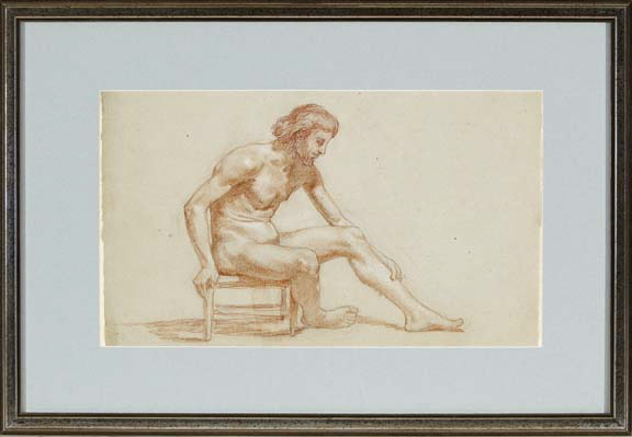 Appraisal: French School Third Quarter th Century Seated Academic Nude red