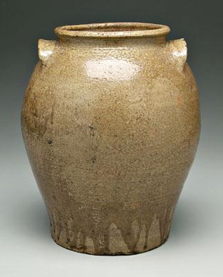 Appraisal: Edgefield ovoid pottery jar two handles runny and mottled medium