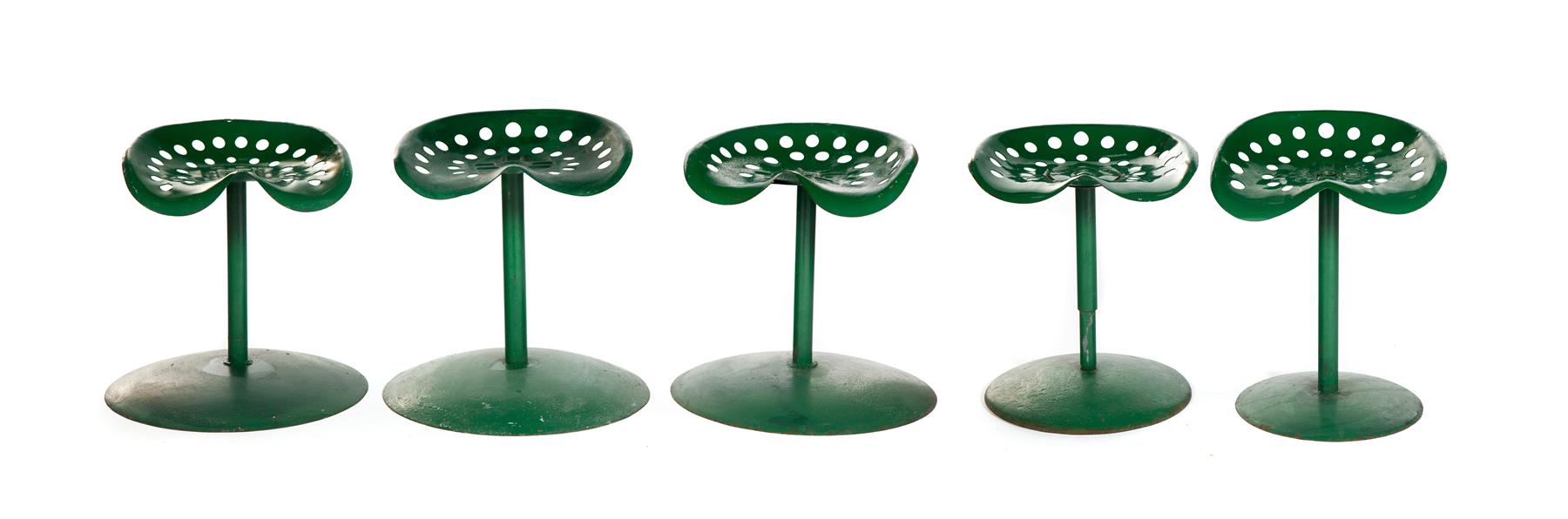 Appraisal: FIVE JOHN DEERE TRACTOR SEAT STOOLS Second half- th century