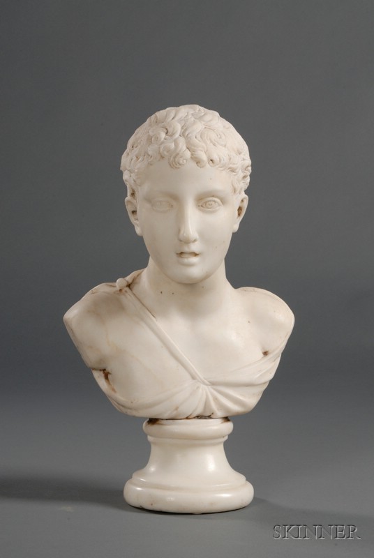 Appraisal: Grand Tour White Marble Architectural Bust of a Boy after