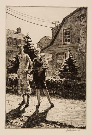 Appraisal: MARTIN LEWIS Sunday Garden Inspection Drypoint x mm x inches