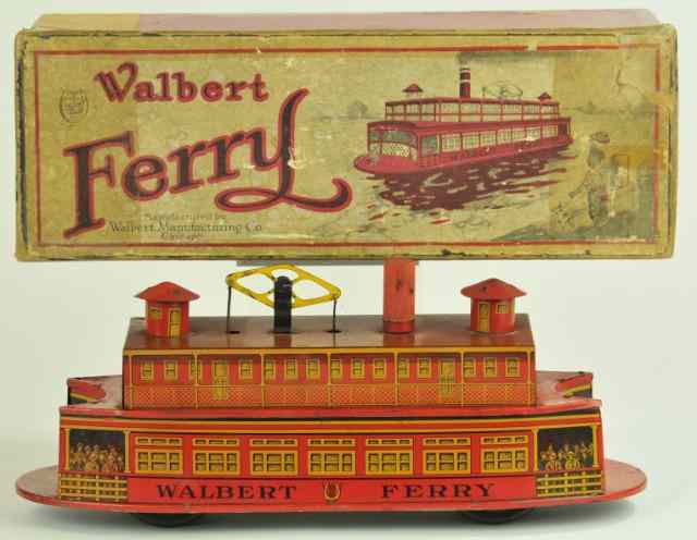 Appraisal: WALBERT BOXED FERRY c - clockwork floor toy pressed steel