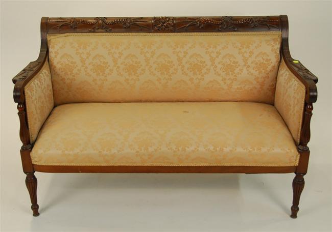 Appraisal: FEDERAL CARVED MAHOGANY SOFA late th century in the style