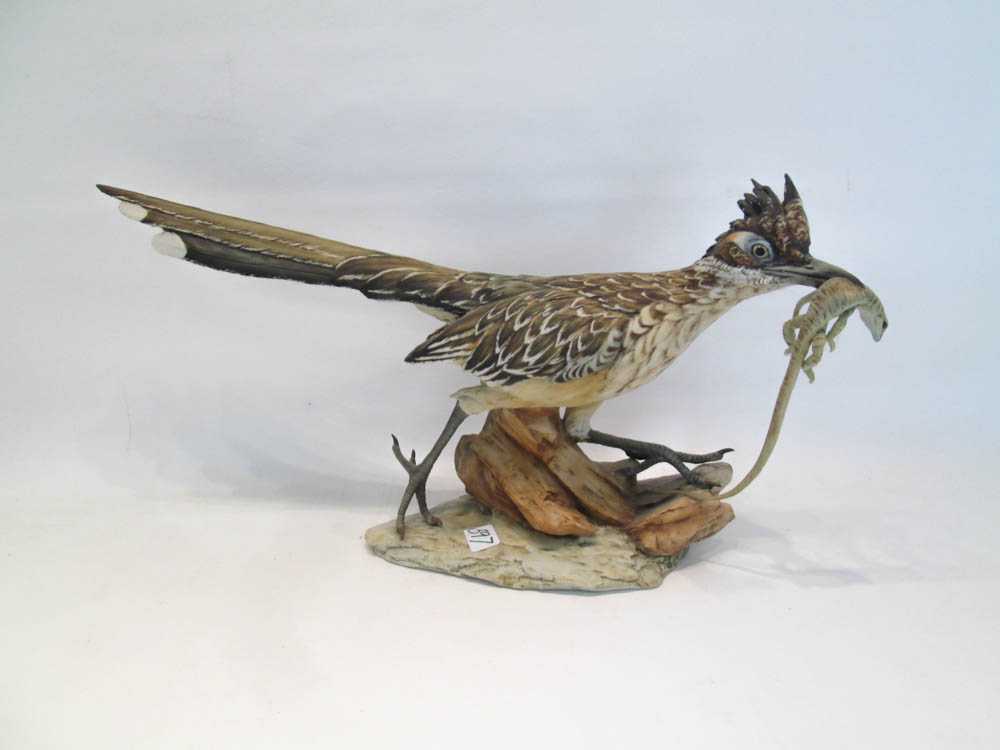 Appraisal: TAY BISQUE WILDLIFE FIGURINE Roadrunner signed G Tagliario Tay limited