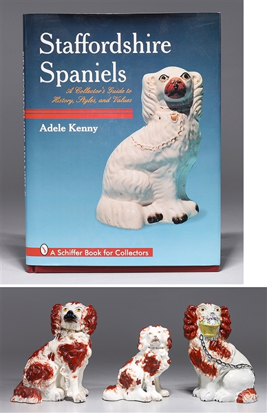 Appraisal: Grouping of three Staffordshire spaniels of various sizes one with