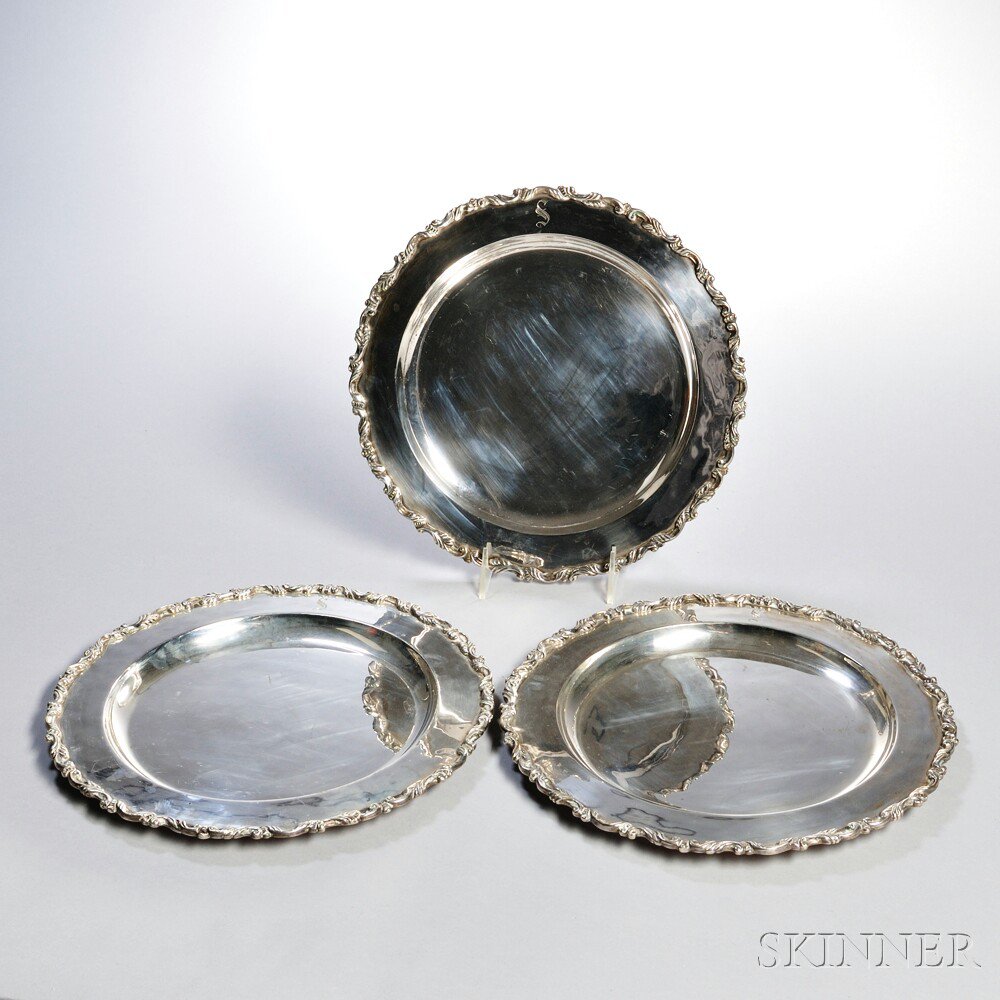 Appraisal: Three Mexican Sterling Silver Plates Mexico City mid to late