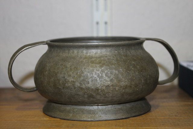 Appraisal: A LIBERTY CO BEATEN PEWTER TWO HANDLED SUGAR BOWL impressed