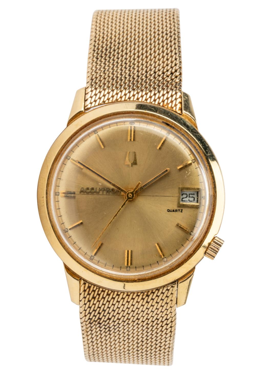 Appraisal: BULOVA KARAT YELLOW GOLD WATCHquartz movement with date window at