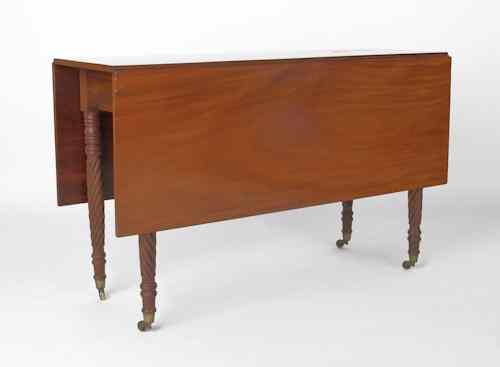 Appraisal: Sheraton mahogany drop leaf dining table ca h w d