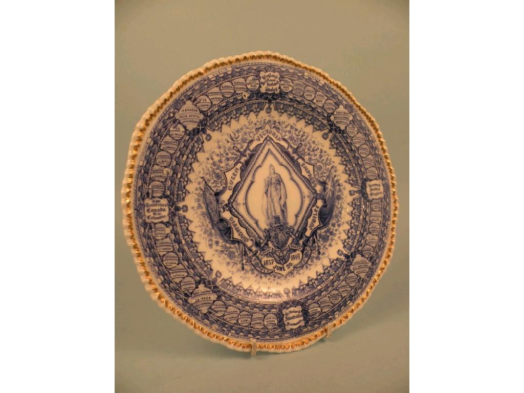 Appraisal: A Coalport porcelain plate printed in blue made to commemorate