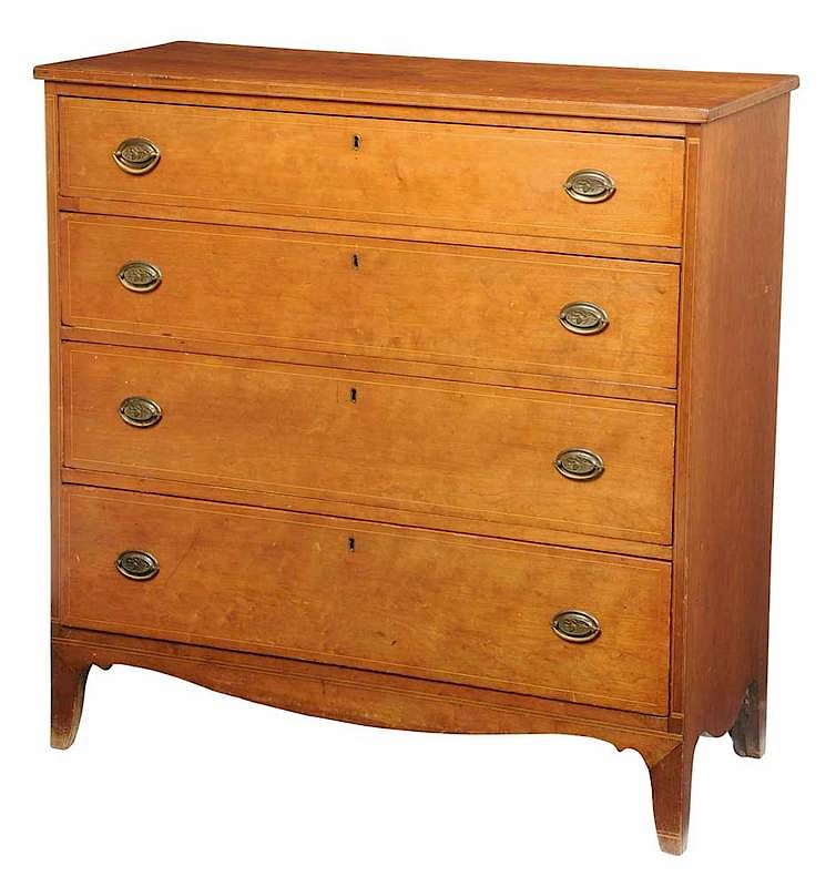 Appraisal: American Federal Inlaid Cherry Four Drawer Chest Pennsylvania Southern early