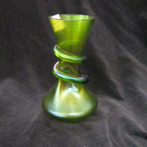 Appraisal: Loetz Art Glass Vase snake decor green iridescent