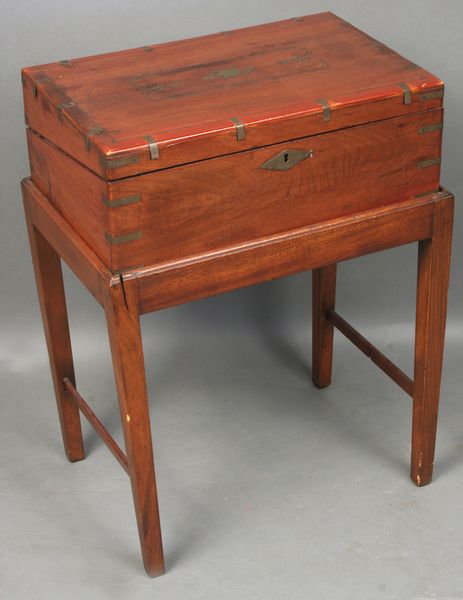 Appraisal: th Century mahogany lap desk on stand with brass trim