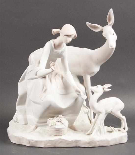 Appraisal: Lladro bisque porcelain figural group of a young girl feeding