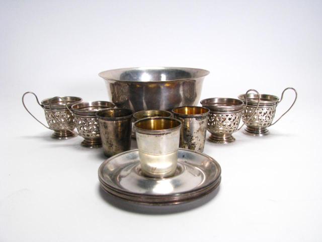 Appraisal: Assorted antique sterling silver tableware including set of four demitasse