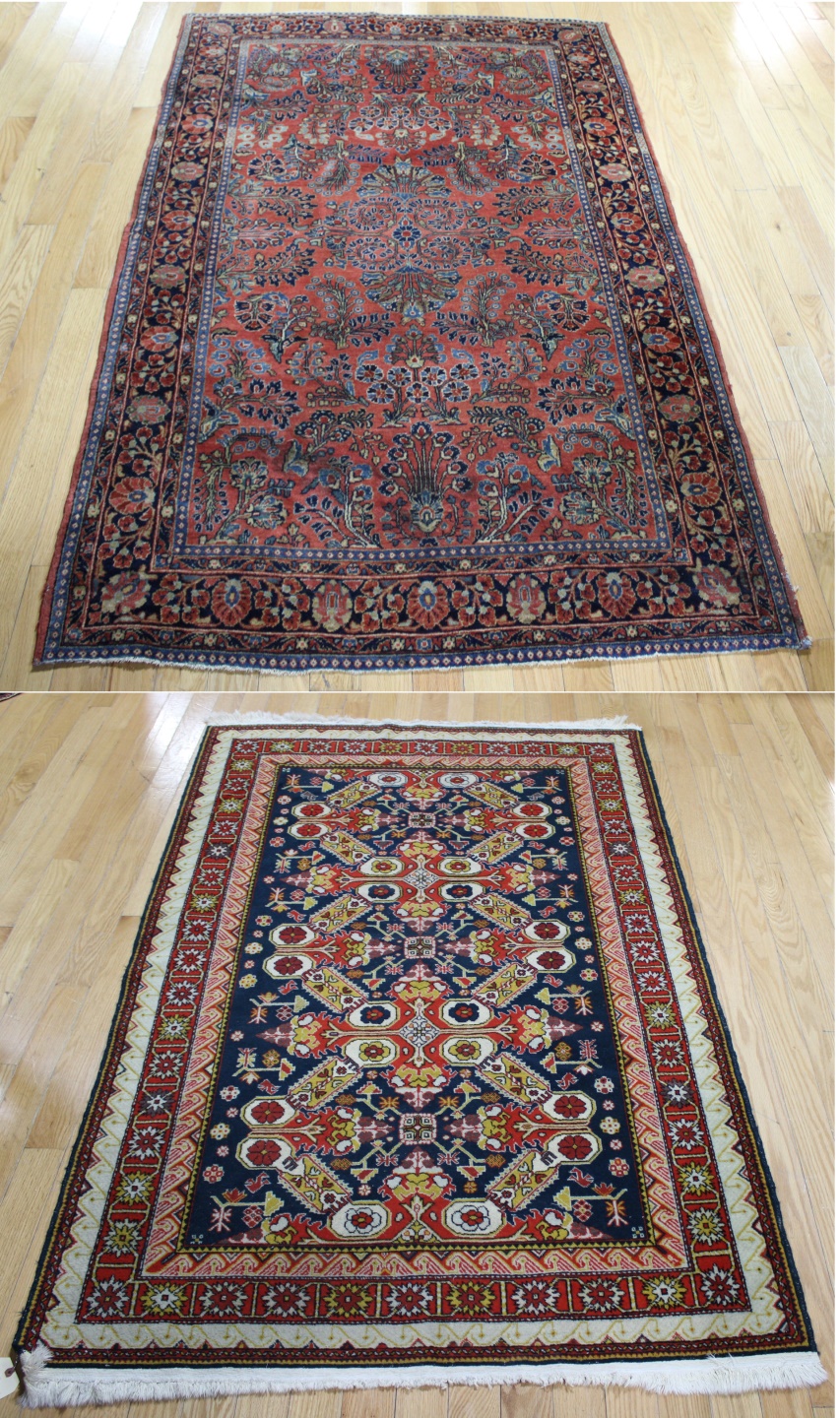 Appraisal: ANTIQUE KAZAK STYLE AND ANTIQUE SAROUK CARPET Finely Hand Woven