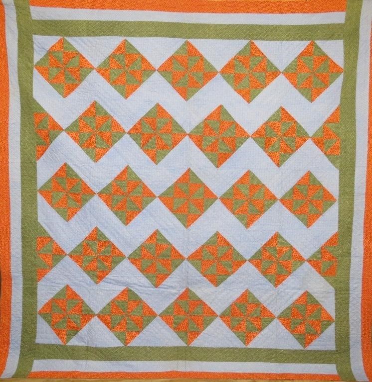 Appraisal: VIBRANT PA CALICO FABRIC PIECEWORK QUILT ATTRIBUTEca - expertly piecework