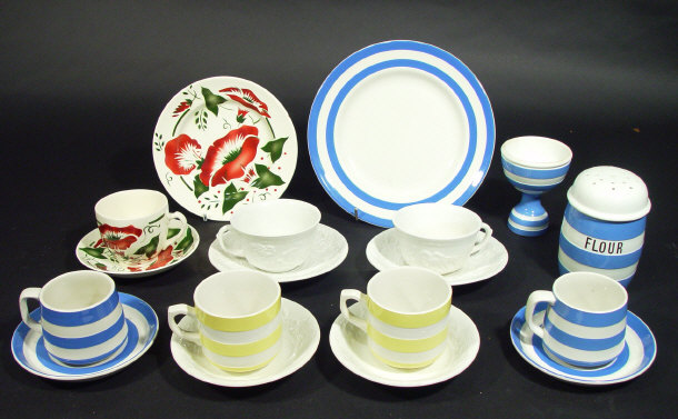 Appraisal: Group of blue and yellow banded TG Green Cornishware including