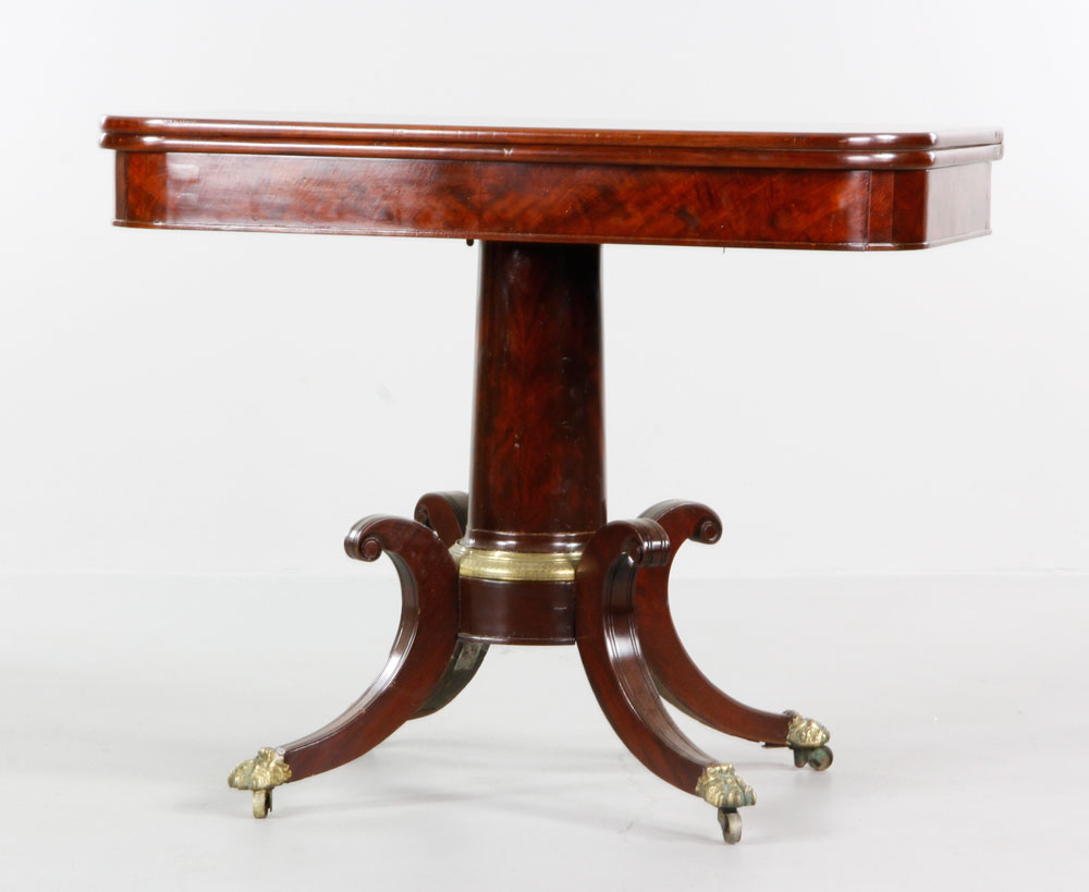 Appraisal: - Neoclassical Boston Game Table Neoclassical Boston pedestal base game