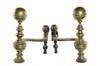 Appraisal: ANDIRONS - Pair of brass ball top Boston andirons with