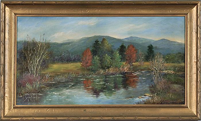 Appraisal: FALL LANDSCAPE BY LAURA MCMILLAN AMERICAN B probably an Indiana