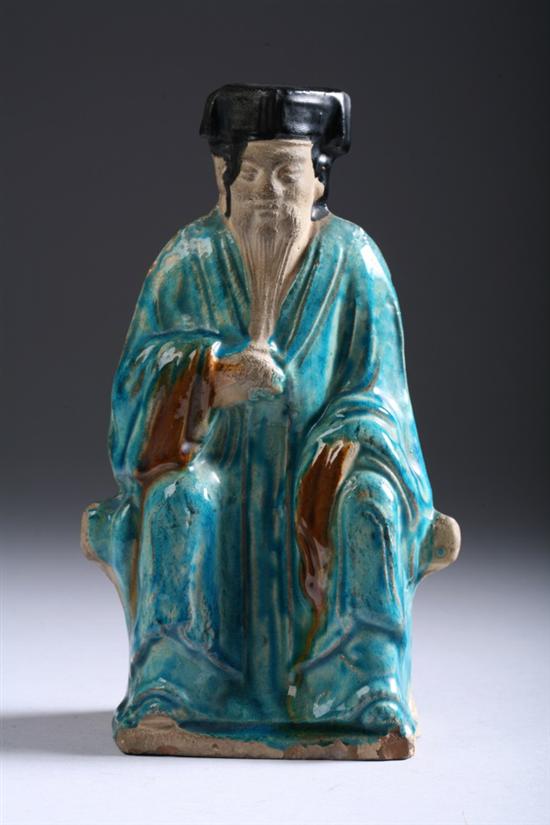 Appraisal: CHINESE SANCAI PORCELAIN FIGURE OF DIGNITARY Ming Dynasty - in