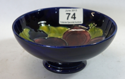 Appraisal: Moorcroft Footed Bowl Pansy on Blue Diameter cm