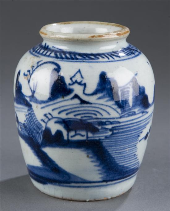 Appraisal: Chinese Qing blue and white porcelain jar Jiaqing Reign -