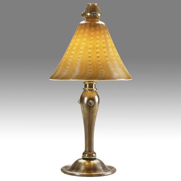 Appraisal: TIFFANY STUDIOSFavrile glass Persian boudoir lampClose but not identical matchShade