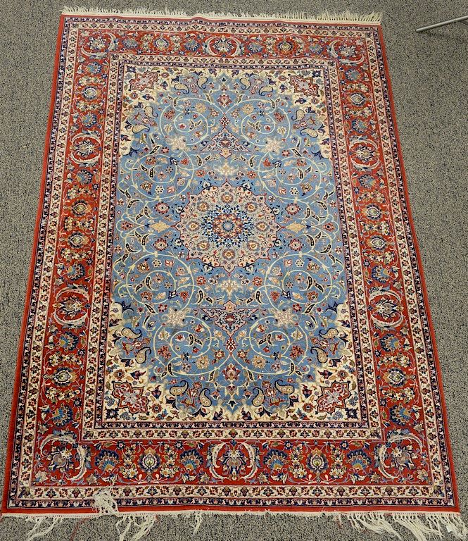 Appraisal: Isfahan Oriental throw rug ' x ' Provenance Estate of